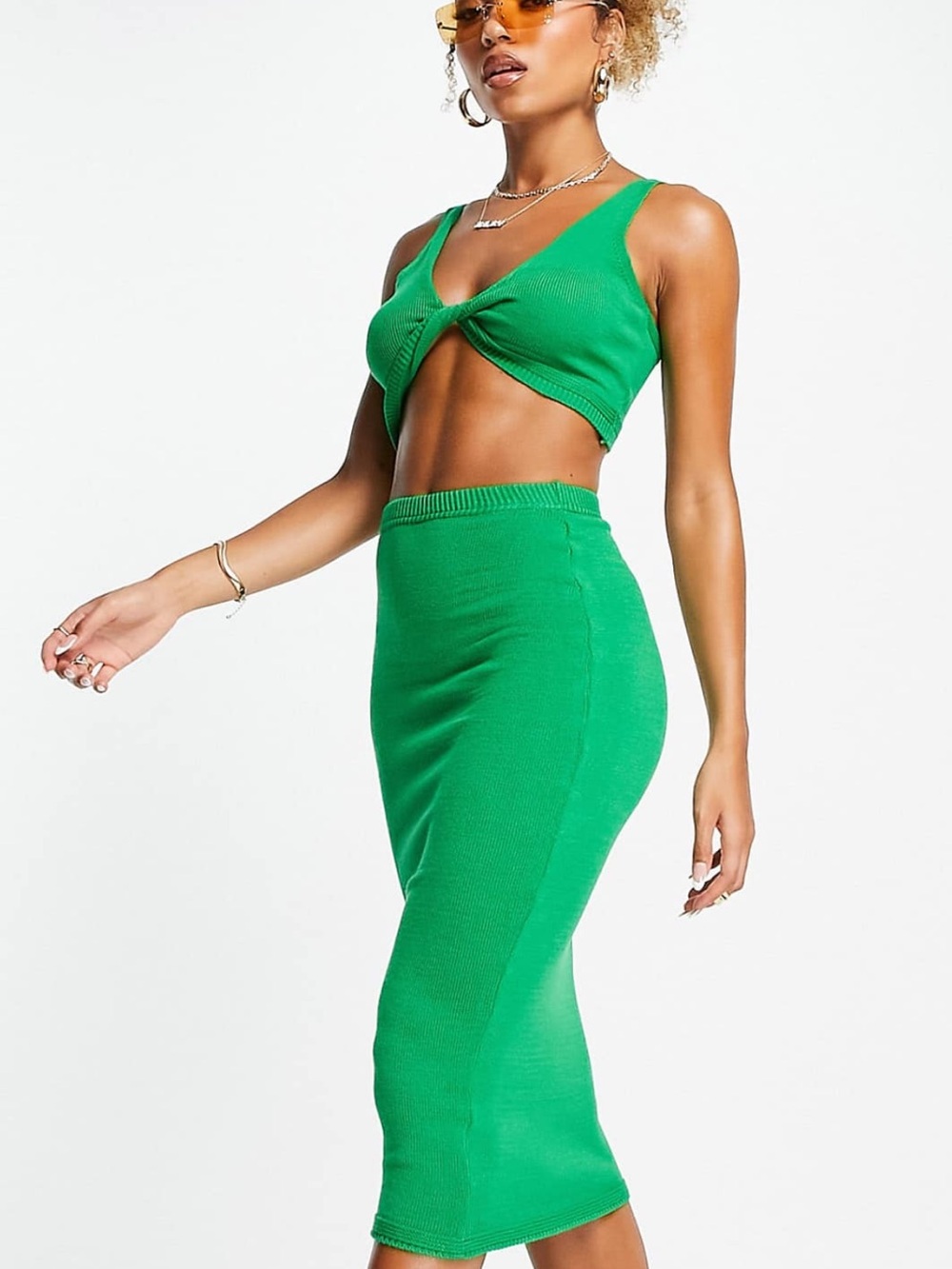 I SAW IT FIRST Twist Front Top & MIDI Skirt Set
